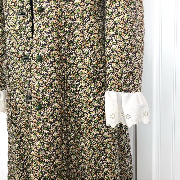 Vintage Cottagecore Robe Floral House Dress Grandma Quilted Nightgown Pockets - Picture 11 of 16